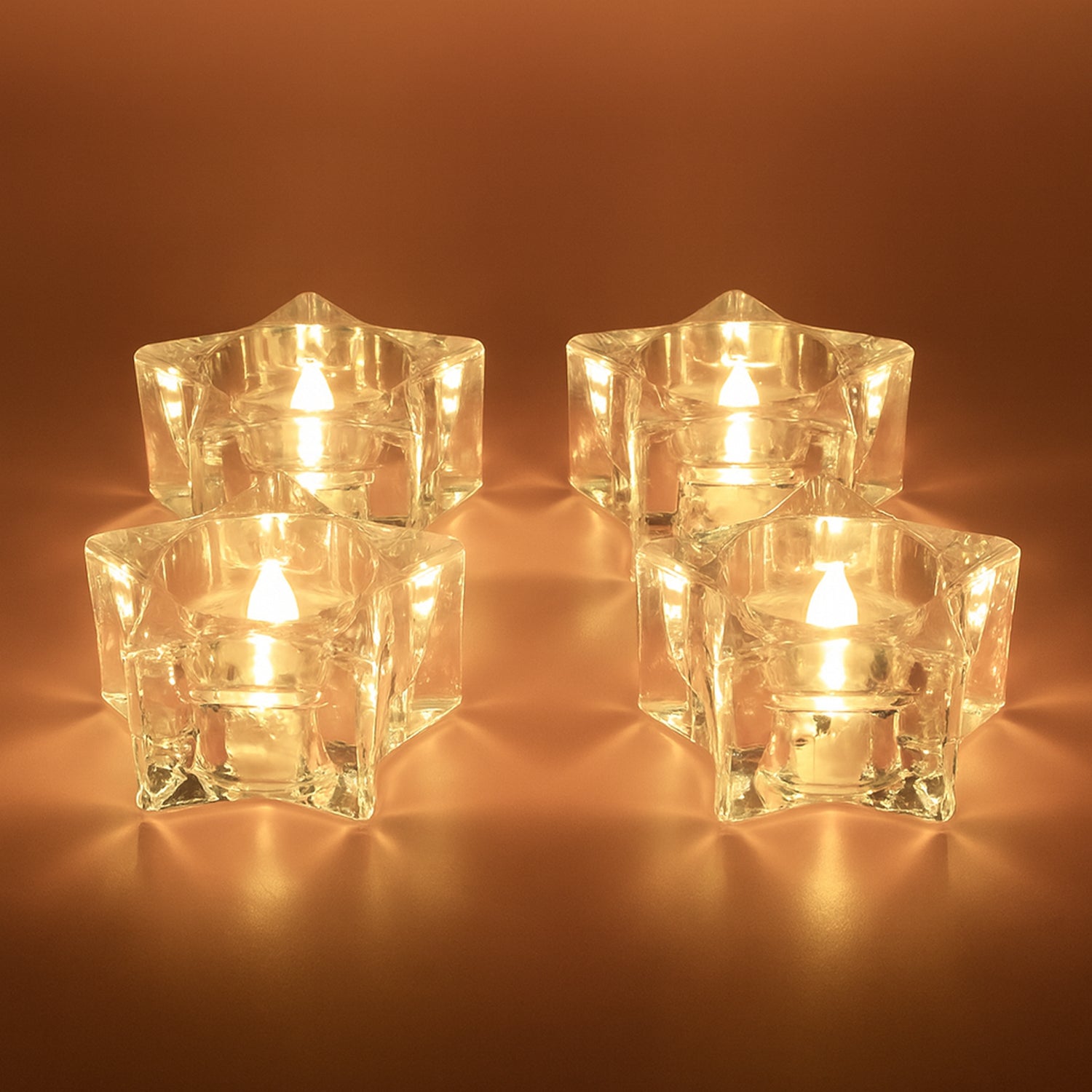 Set of 12 Wukusy LED crystal-effect flameless smokeless candles for home decor, featuring warm, flickering light and elegant design.