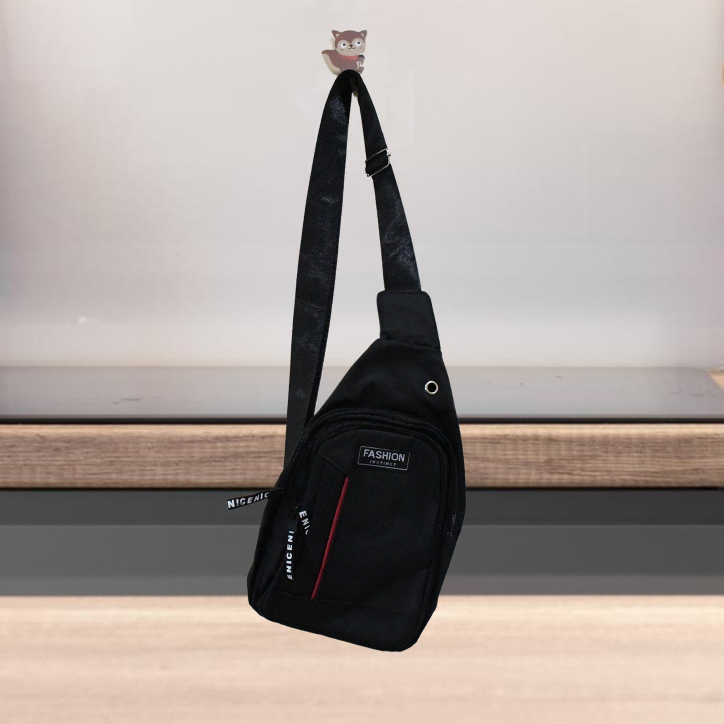 Wukusy waterproof anti-theft cross-body fanny pack with USB charging port, earphone hook, and adjustable waist strap for travel.