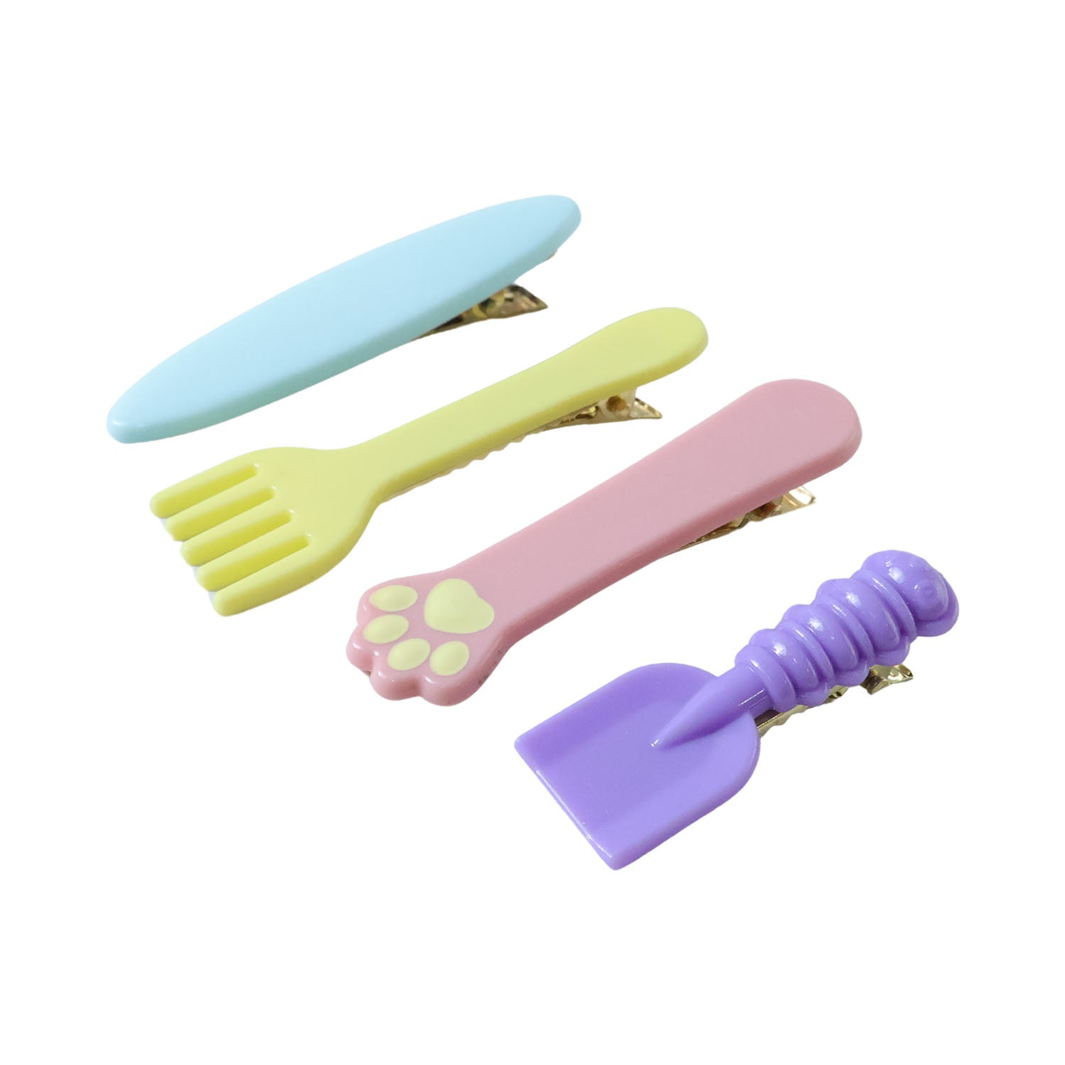 Set of four Wukusy cute multi-design hair clips, featuring colorful and playful styles for easy hair styling.