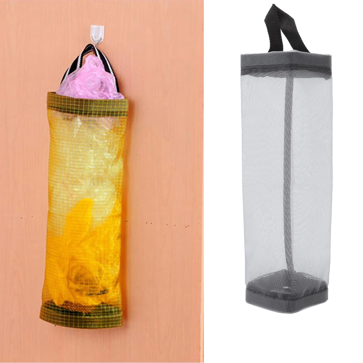 Wukusy hanging waste bag holder with sturdy handle, large capacity for storing garbage bags in kitchen, home, or restaurant settings
