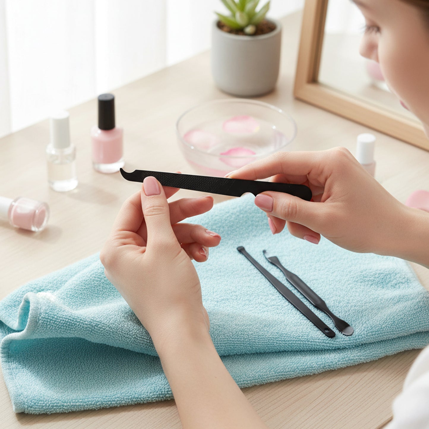Wukusy 6-in-1 professional manicure and pedicure grooming tool set with various nail care tools on a white background.