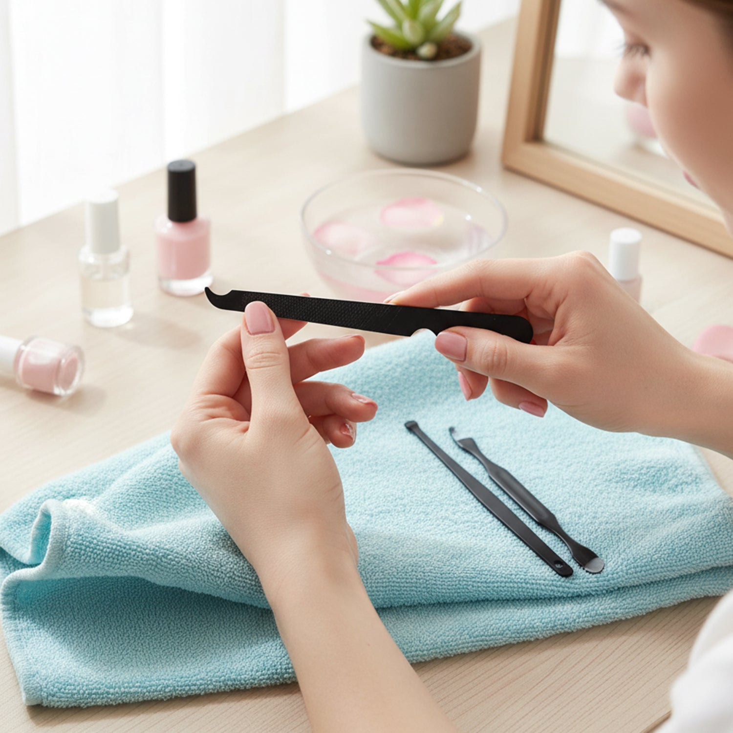 Wukusy 6-in-1 professional manicure and pedicure grooming tool set with various nail care tools on a white background.