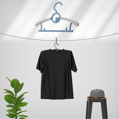 Set of five Wukusy large plastic adjustable child dress hangers with space-saving design, lightweight for clothes, coats, and shirts.