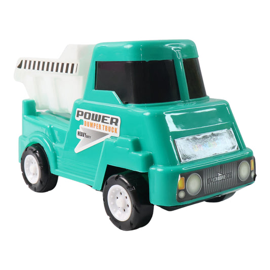 Wukusy Funwoods Kids Power Dumper Truck Toy, plastic construction toy with colorful details and working dumper bucket.