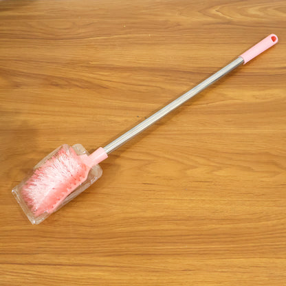 Wukusy long handle toilet cleaning brush with ergonomic design, suitable for thorough bathroom cleaning.