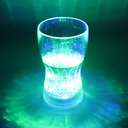 Plastic fancy LED light glass with 200ml capacity, decorative home lighting by Wukusy, showcasing colorful illuminated glass design.