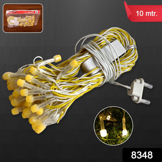 Wukusy 10-meter LED decorative string fairy lights for home decor, glowing warm white with multiple small bulbs on a flexible wire.