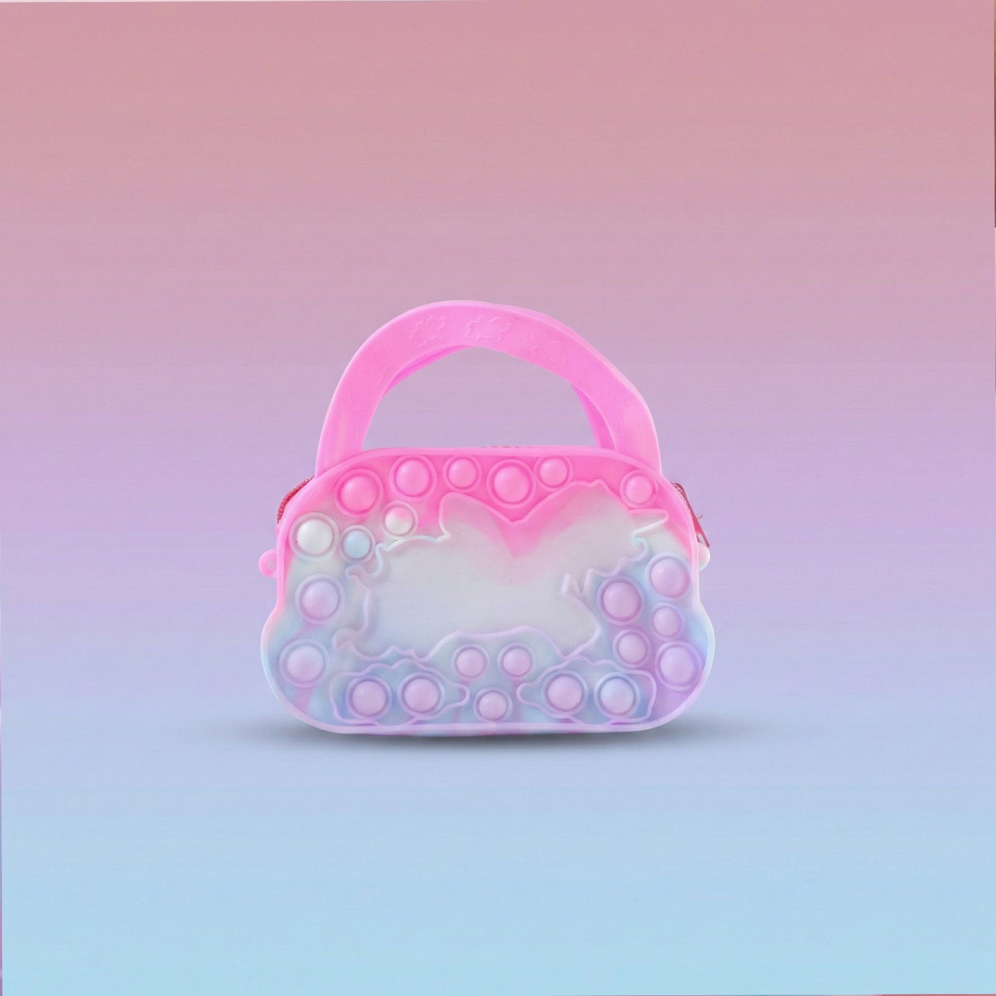 Wukusy silicone pop it coin purse with zipper and handle, colorful, compact keychain accessory for coins and small essentials