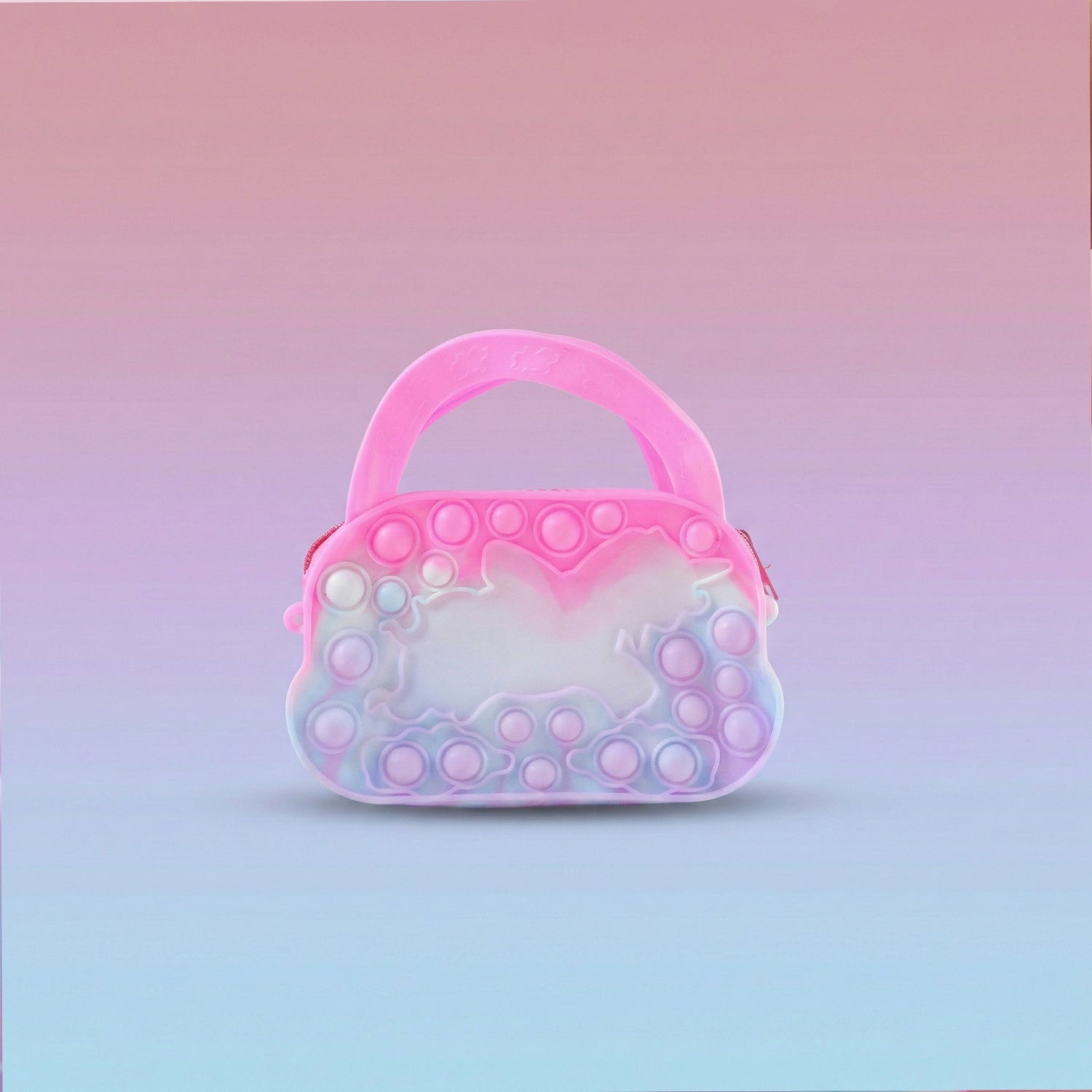 Wukusy silicone pop it coin purse with zipper and handle, colorful, compact keychain accessory for coins and small essentials