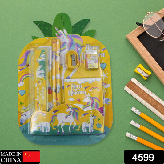 Wukusy 6-piece stationery set with pencil, ruler, rubber eraser, pencil sharpener, ideal for school or office use