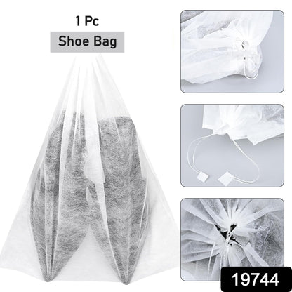 Wukusy non-woven drawstring shoe storage bag in white, 48x31 cm, designed for organizing shoes at home.