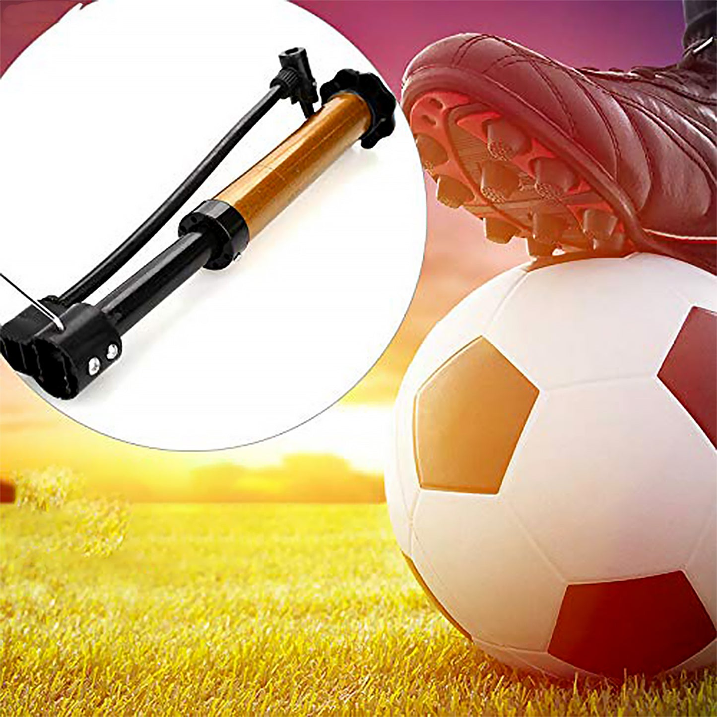 Wukusy 8510 Mini Hand Air Ball Pump with metal pin, compact portable high-pressure inflator for basketball, soccer, volleyball, and football