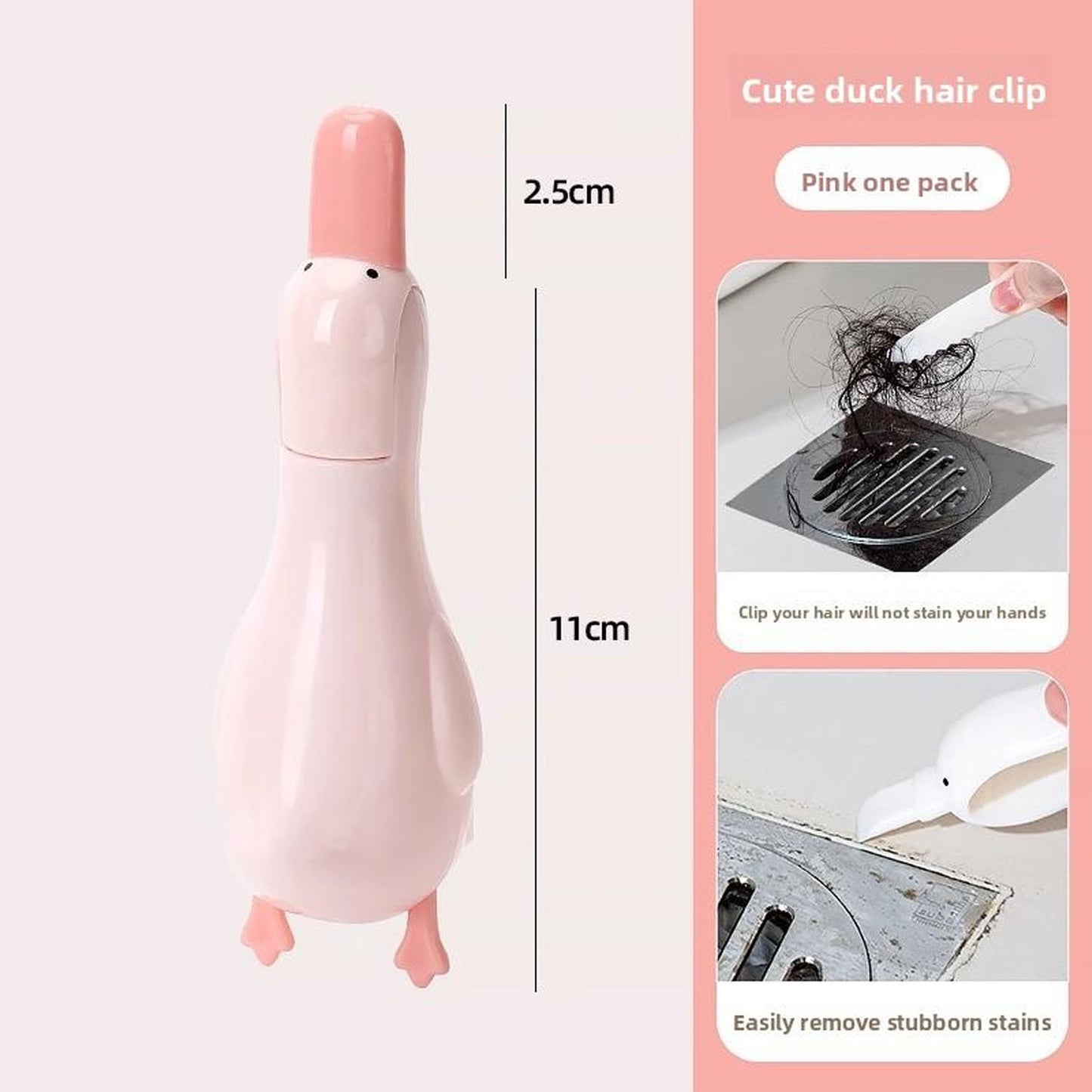 Duck shape bathroom hair catcher organizer by Wukusy, showing a cute yellow duck design for trapping hair in the shower drain.