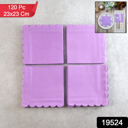 Lilac scalloped disposable paper napkin from Wukusy, 23x23 cm, set of 120, ideal for home and kitchen use