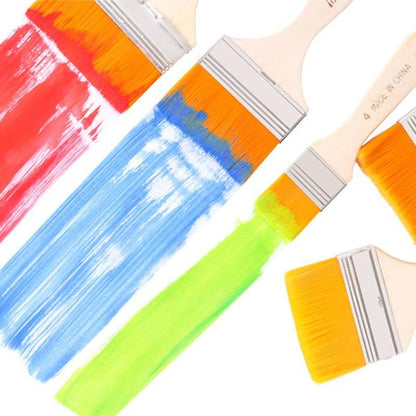 Set of 12 Wukusy Artistic Flat Painting Brushes displayed in a storage tray, ideal for acrylic, oil, and watercolor painting.