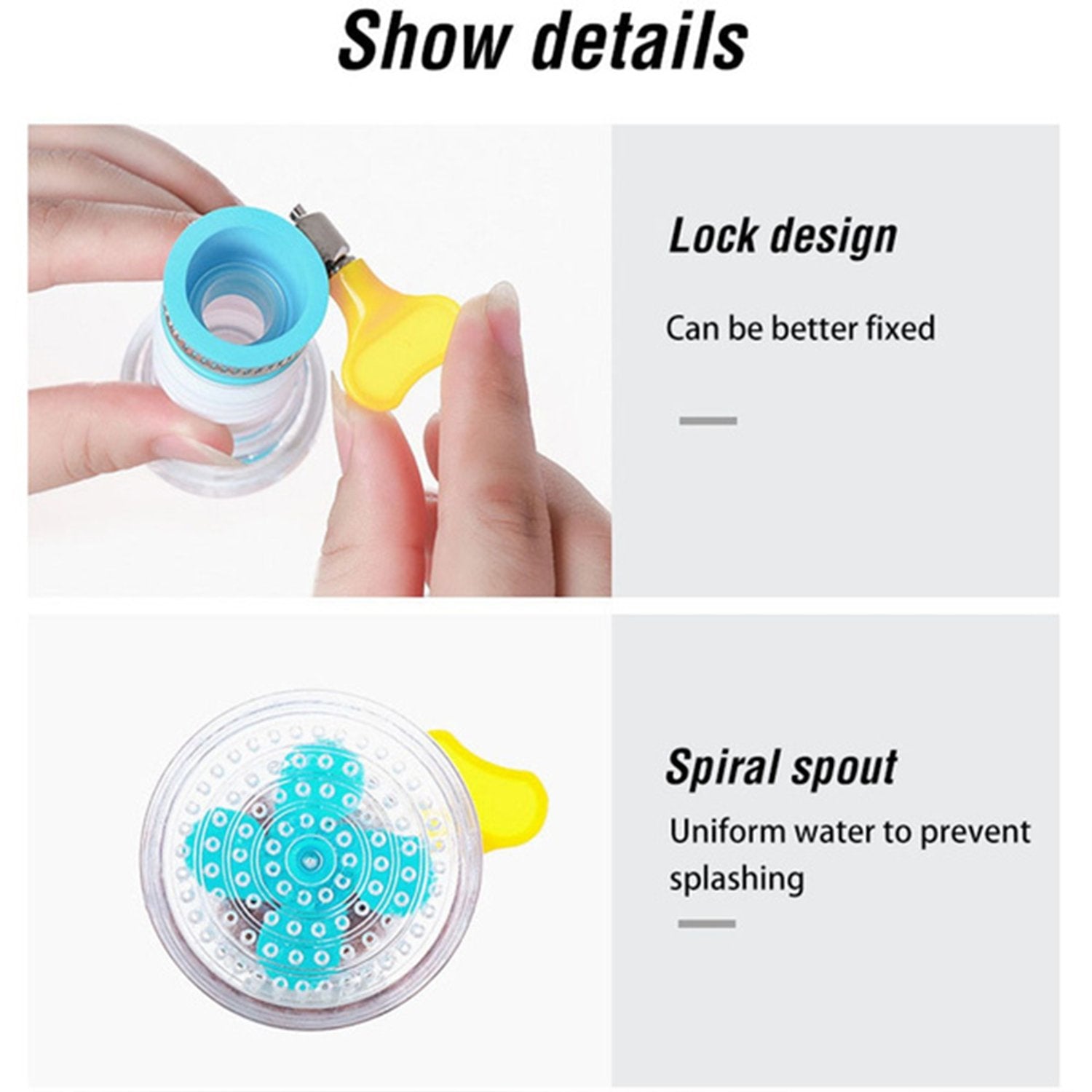 Wukusy 360-degree water-saving faucet expandable water valve splash regulator for kitchen sink.
