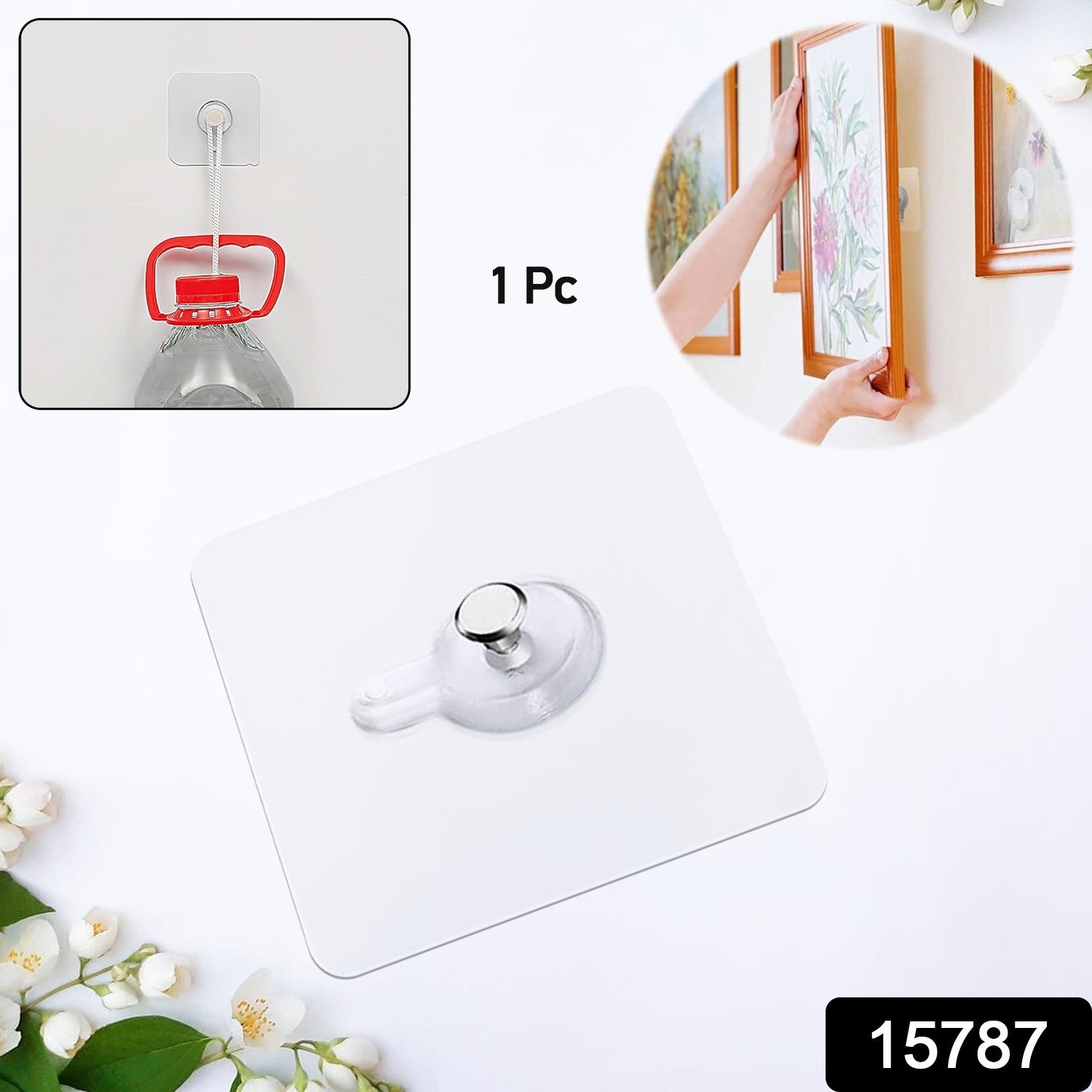 Wukusy damage-free photo frame wall hook, adhesive home and kitchen hook, mounted on wall for hanging pictures and decorations.