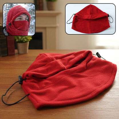 Wukusy winter fleece face cover and cap in black, designed to keep you warm during cold weather, shown on a neutral background.