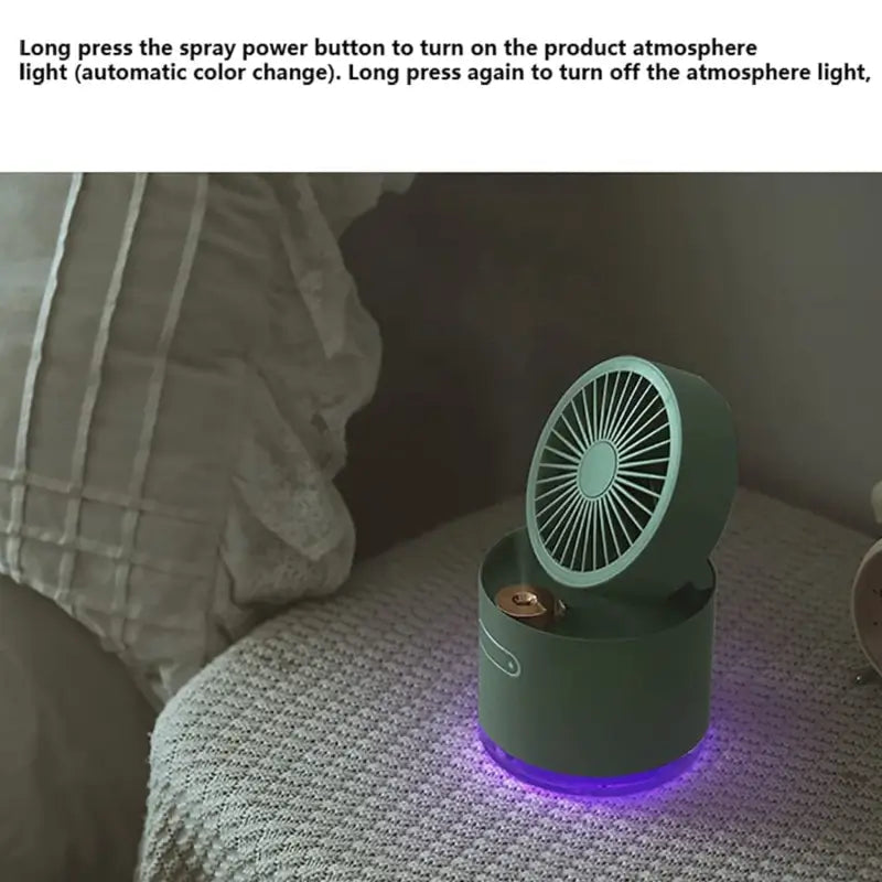 Ekom mini desktop cooling fan with rotating spray humidifier, small water tank, portable air conditioning for computers and tablets