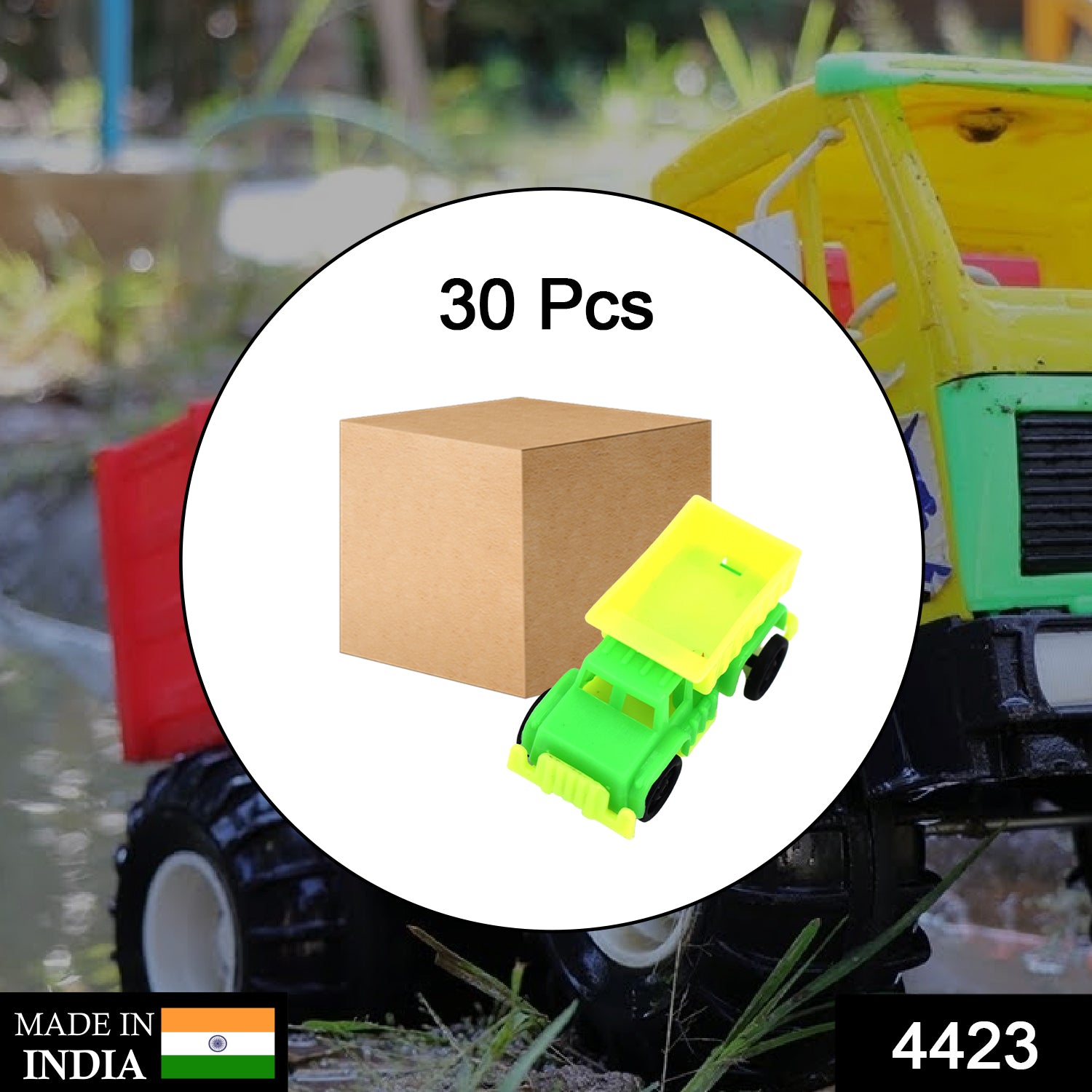 Wukusy 4423 Dumper Truck Toy set for kids, includes 30 colorful plastic dump trucks with functional beds and detailed design.
