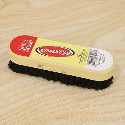 Wukusy Maxwax Shoe Cleaning Brush with wooden handle and bristles, designed for effective shoe cleaning and maintenance.