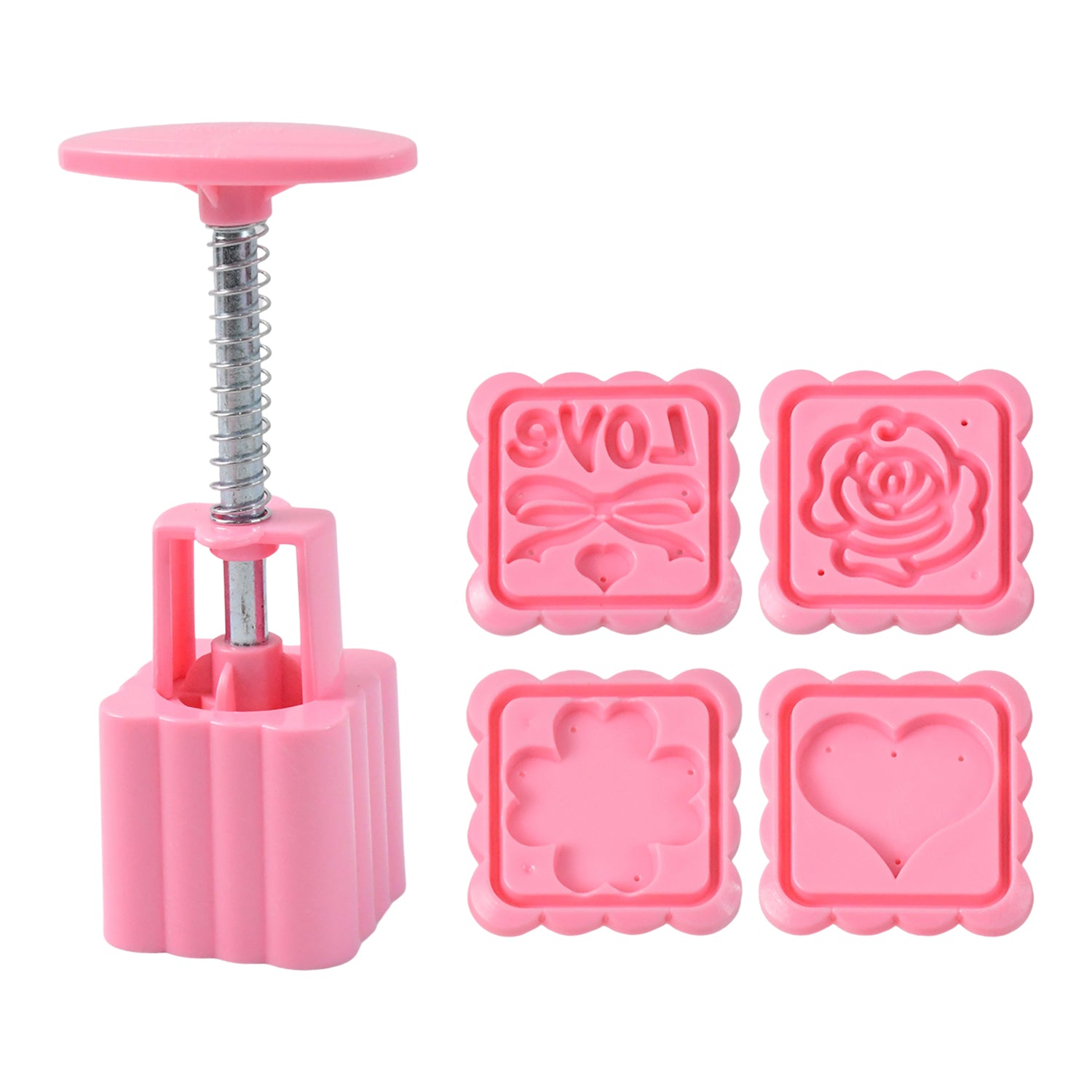 Wukusy multipurpose cookie and biscuit stamp mold set with press handle for home baking, featuring various decorative designs.