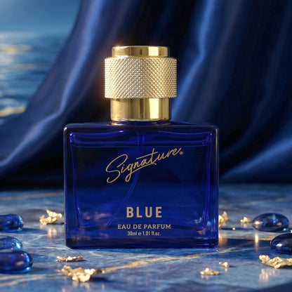 Wukusy Signature Premium Blue Eau De Perfume 30ml bottle with sleek blue packaging and elegant design.