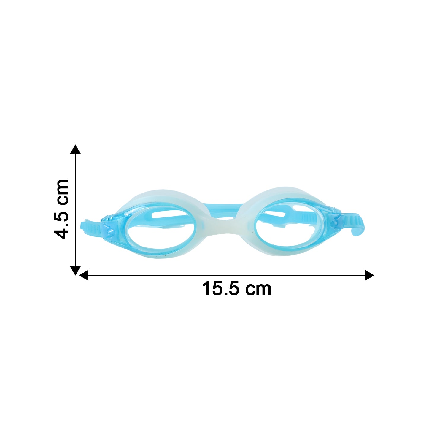 Children's swimming goggles by Wukusy with clear vision and waterproof design, shown in transparent frame on a child.
