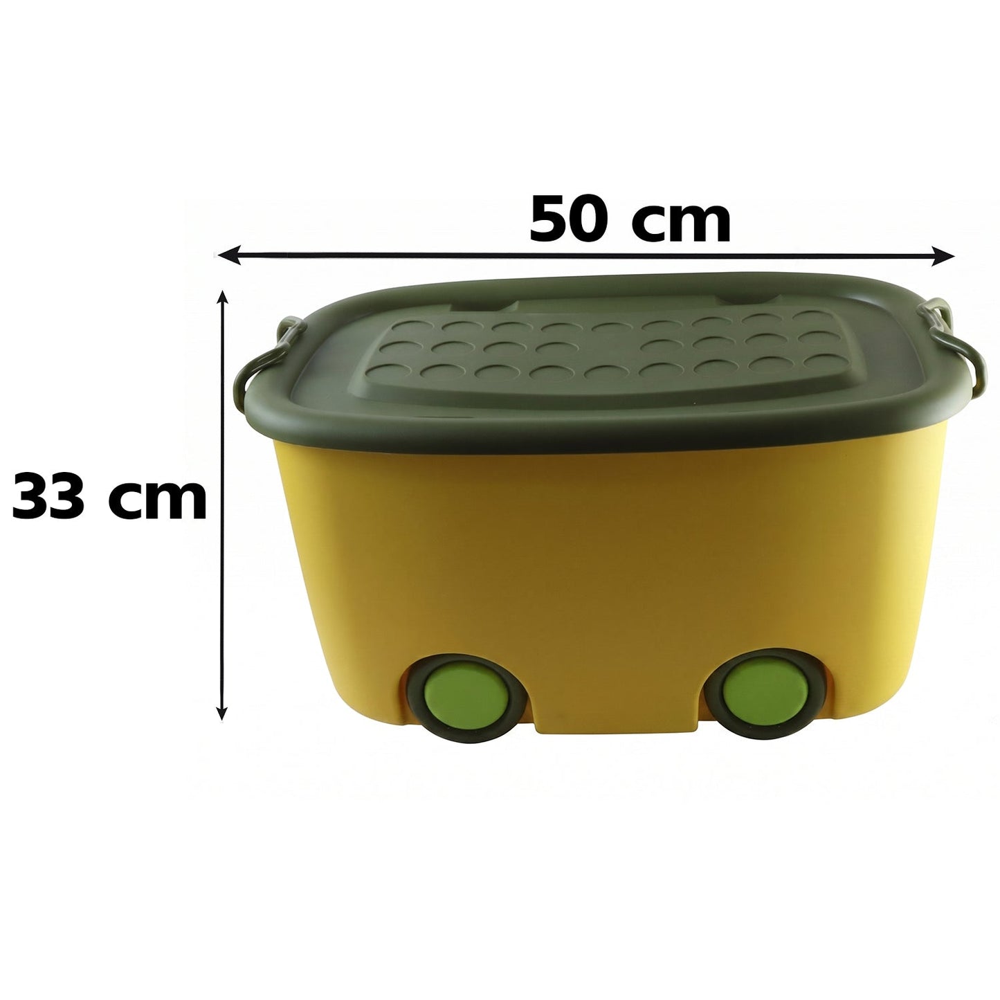 Wukusy 25L rolling storage container box with wheels and lid for toys, durable plastic, portable and easy to carry