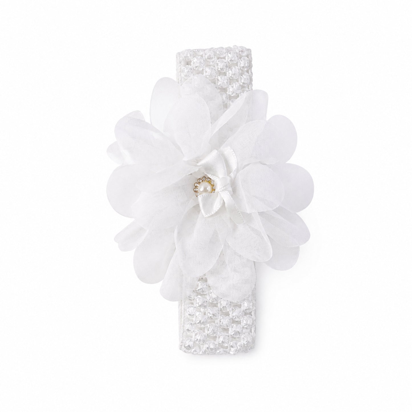 Soft elastic floral baby headband by Wukusy, stylish stretchable hair band with colorful flower design for infants and toddlers.