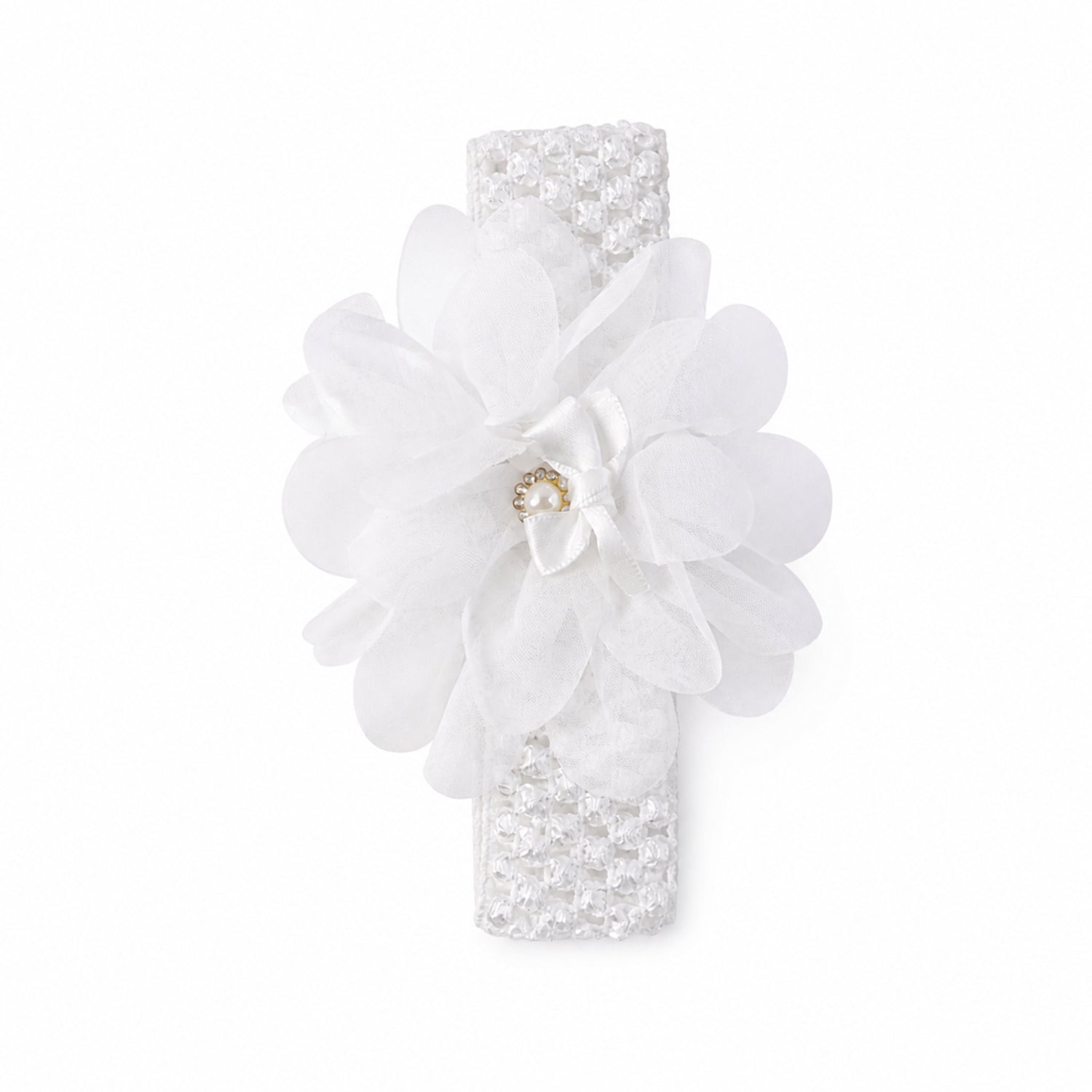 Soft elastic floral baby headband by Wukusy, stylish stretchable hair band with colorful flower design for infants and toddlers.
