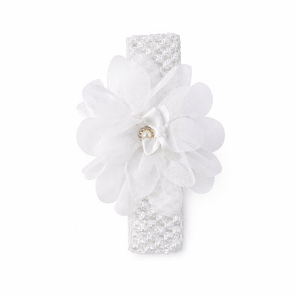 Soft elastic floral baby headband by Wukusy, stylish stretchable hair band with colorful flower design for infants and toddlers.