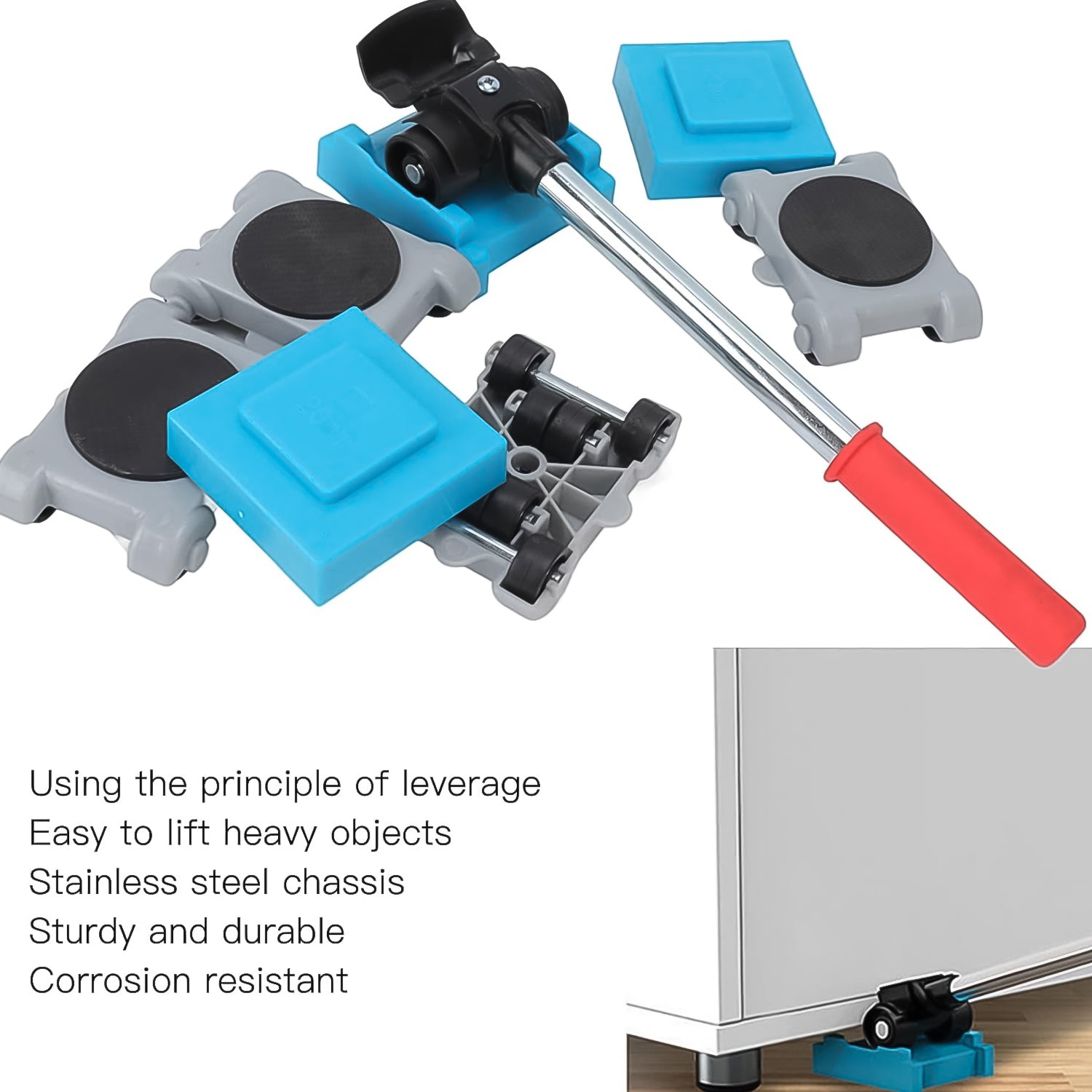 Wukusy 8-piece furniture lifter and dolly set for home improvement, featuring adjustable lifting tools and sturdy dollies for moving furniture.