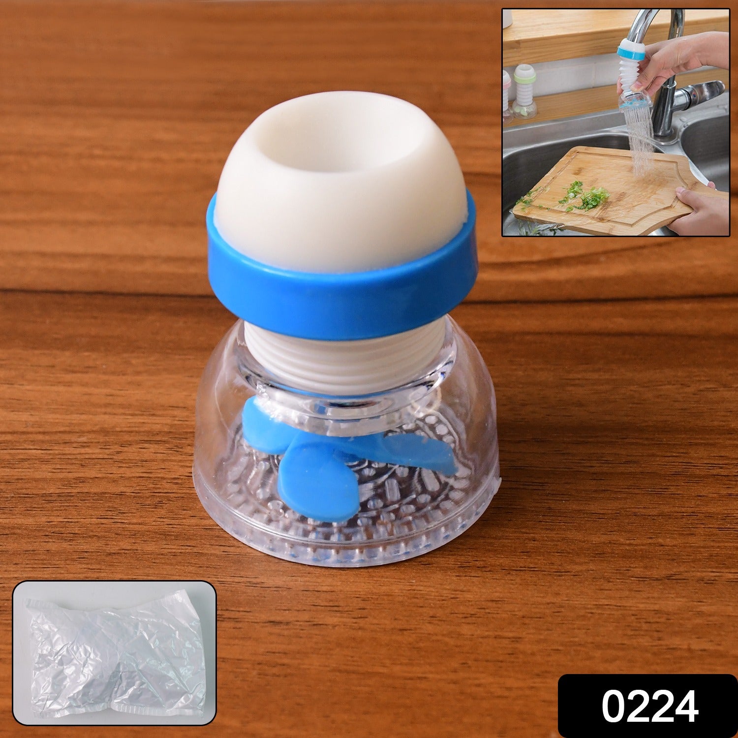 Wukusy multipurpose adjustable kitchen sink water filter with rotating faucet sprayer in a modern kitchen setup