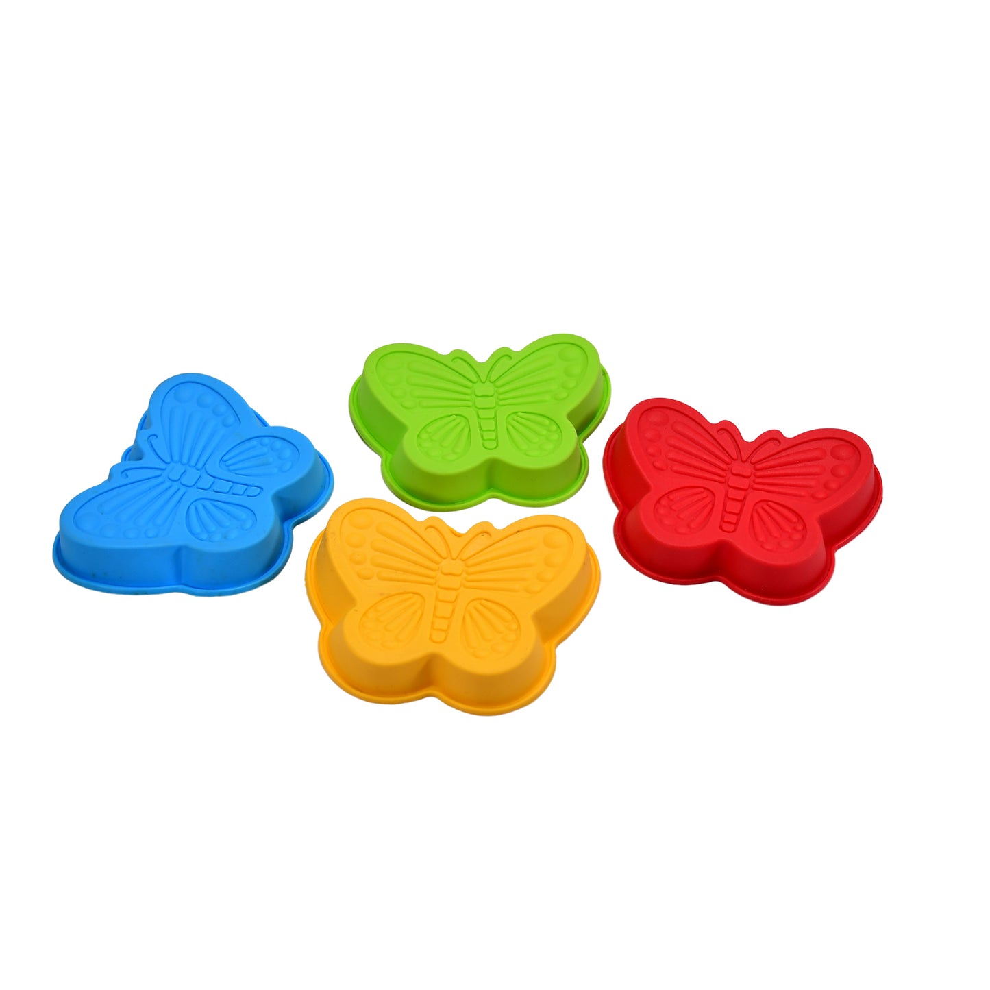 Wukusy butterfly-shaped silicone cake cup liners for baking muffins, cupcakes, soap, biscuits, chocolates, and jellies, pack of 4.