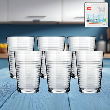 Wukusy Apex Pyramid Ringo plastic glass, 300ml, crystal-clear tumbler for home and kitchen use, durable and stylish.
