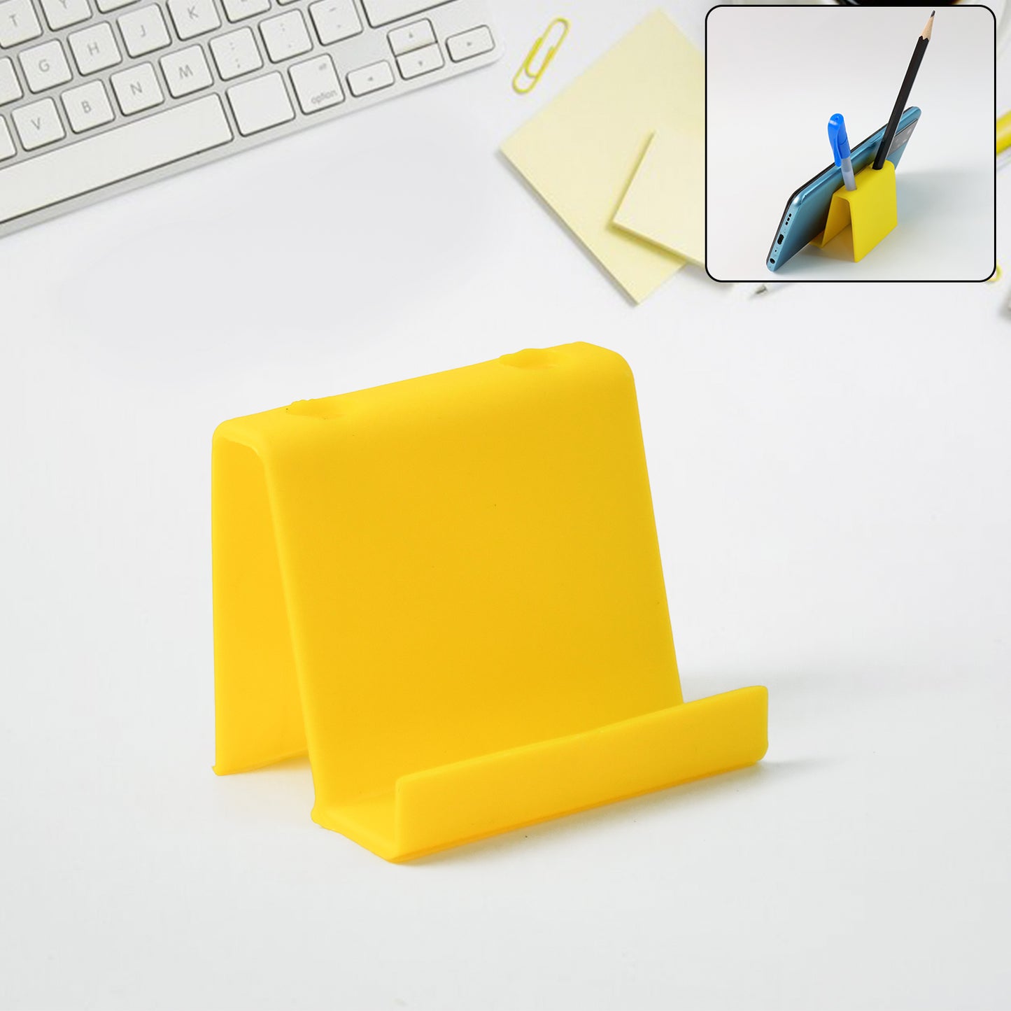 Multifunctional Wukusy plastic mobile phone stand and pen holder in mixed colors, ideal for desk organization and device viewing.