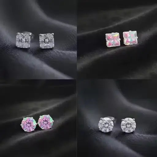 Ekom Jewelry Premium Stud Earrings Set featuring elegant gold and silver stud earrings on a white background.