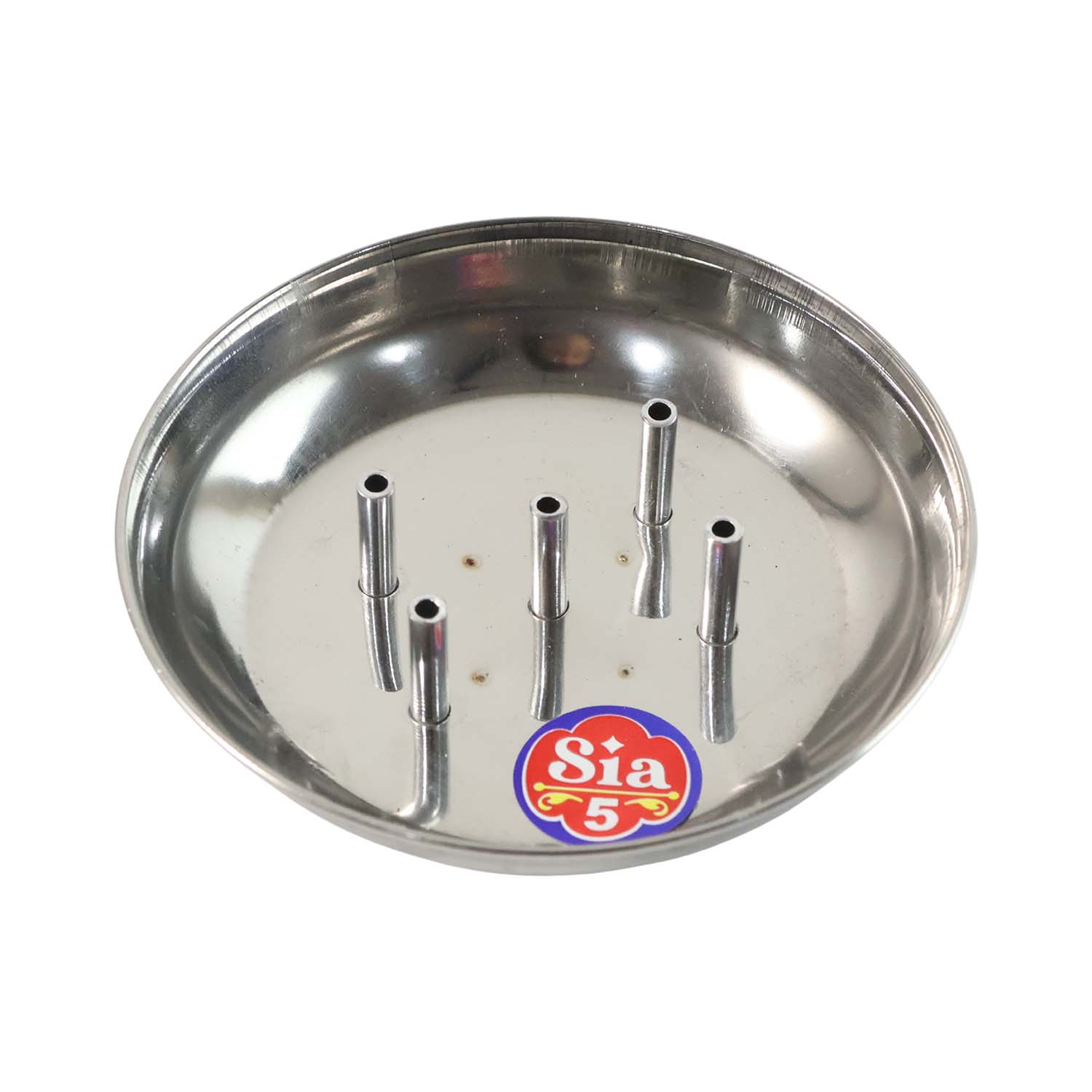 Stainless steel Agarbatti stand by Wukusy with five slots, designed for incense sticks, on a clean surface.