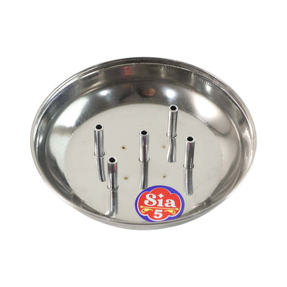 Stainless steel Agarbatti stand by Wukusy with five slots, designed for incense sticks, on a clean surface.