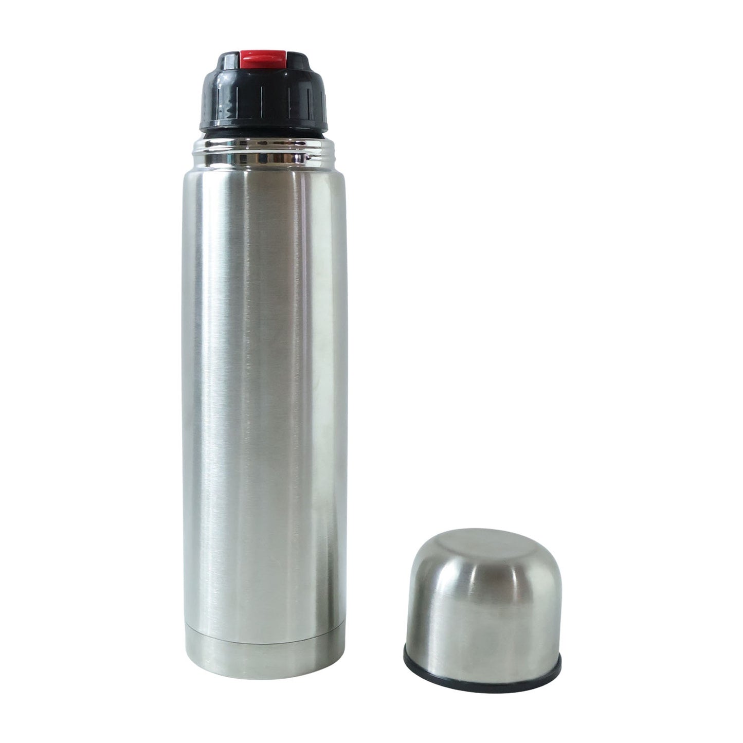 Wukusy bullet style stainless steel vacuum insulated water bottle, 1000 ml, with a sleek metallic finish and secure lid.