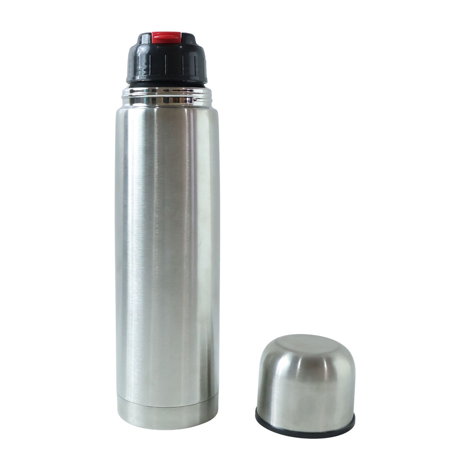 Wukusy bullet style stainless steel vacuum insulated water bottle, 1000 ml, with a sleek metallic finish and secure lid.