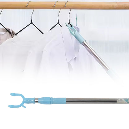 Wukusy stainless steel telescopic clothes hook hanger extended to 1 meter, sturdy and versatile for hanging clothes or accessories.