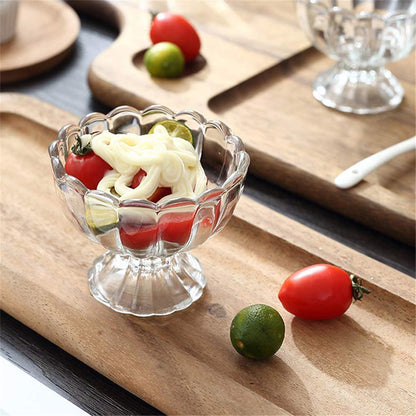 Set of six Wukusy dessert bowls for ice cream, salad, and fruit, with clear glass design, perfect for home serving and presentation.