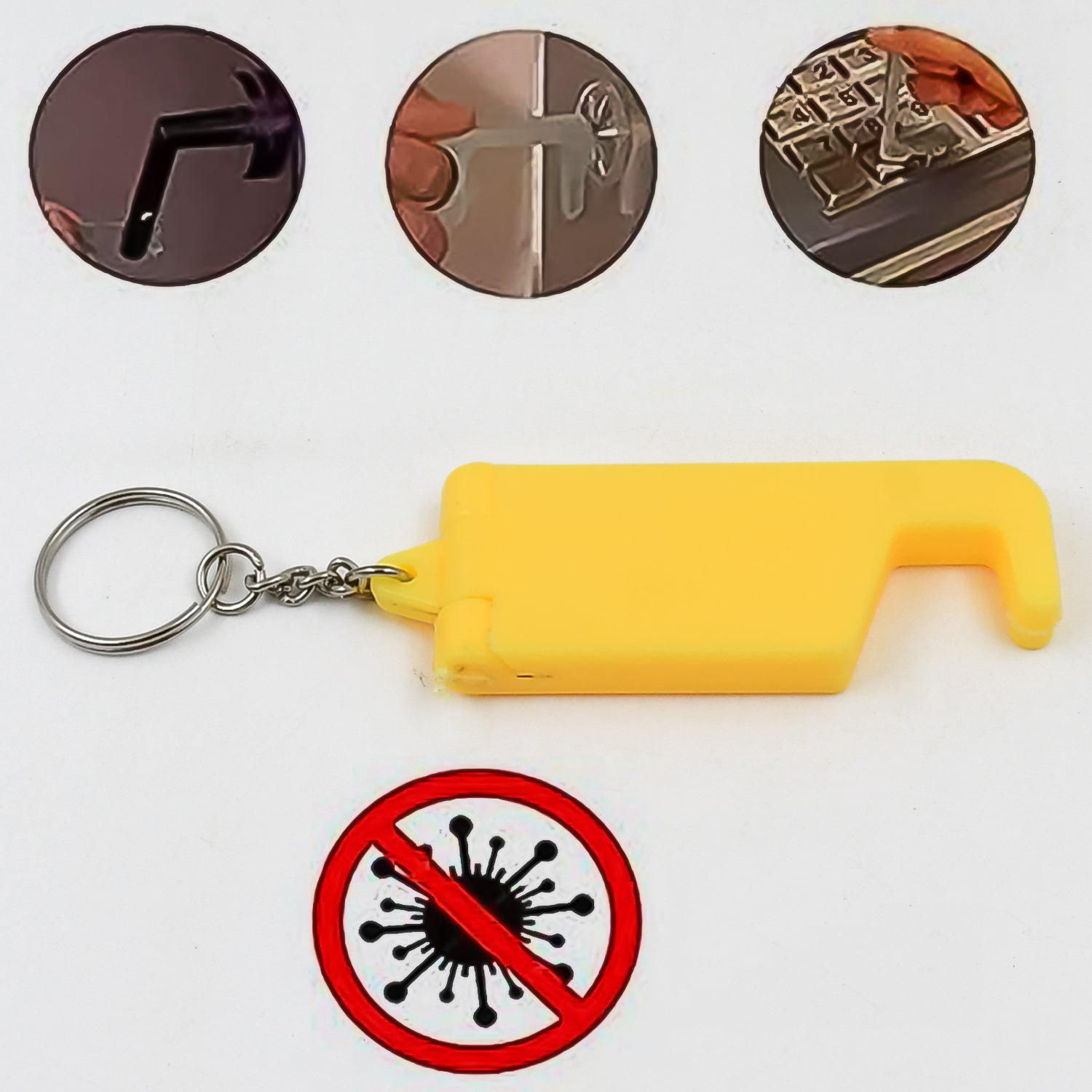 Multicolor 2-in-1 plastic keychain with mobile stand and phone holder by Wukusy, featuring a compact design for everyday use.