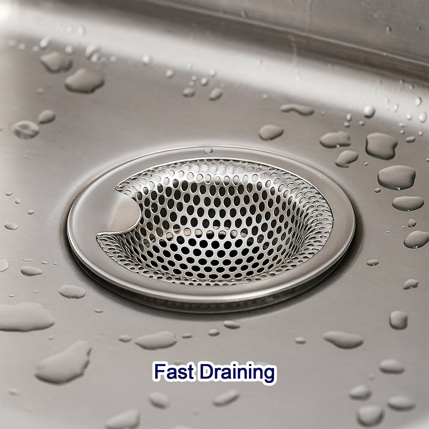 Wukusy stainless steel kitchen sink drain strainer and stopper, medium size, designed to prevent clogs and catch debris in the kitchen.