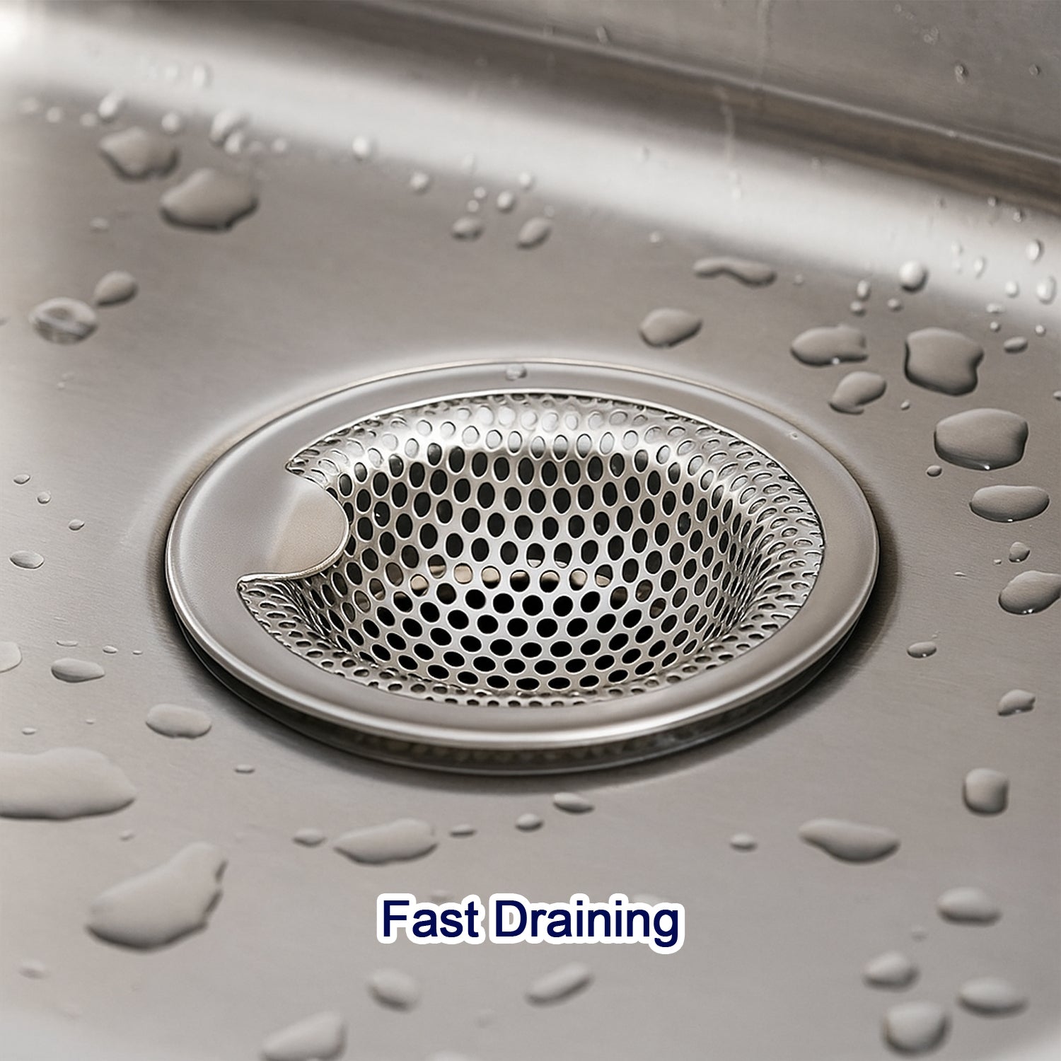 Wukusy stainless steel kitchen sink drain strainer and stopper, medium size, designed to prevent clogs and catch debris in the kitchen.