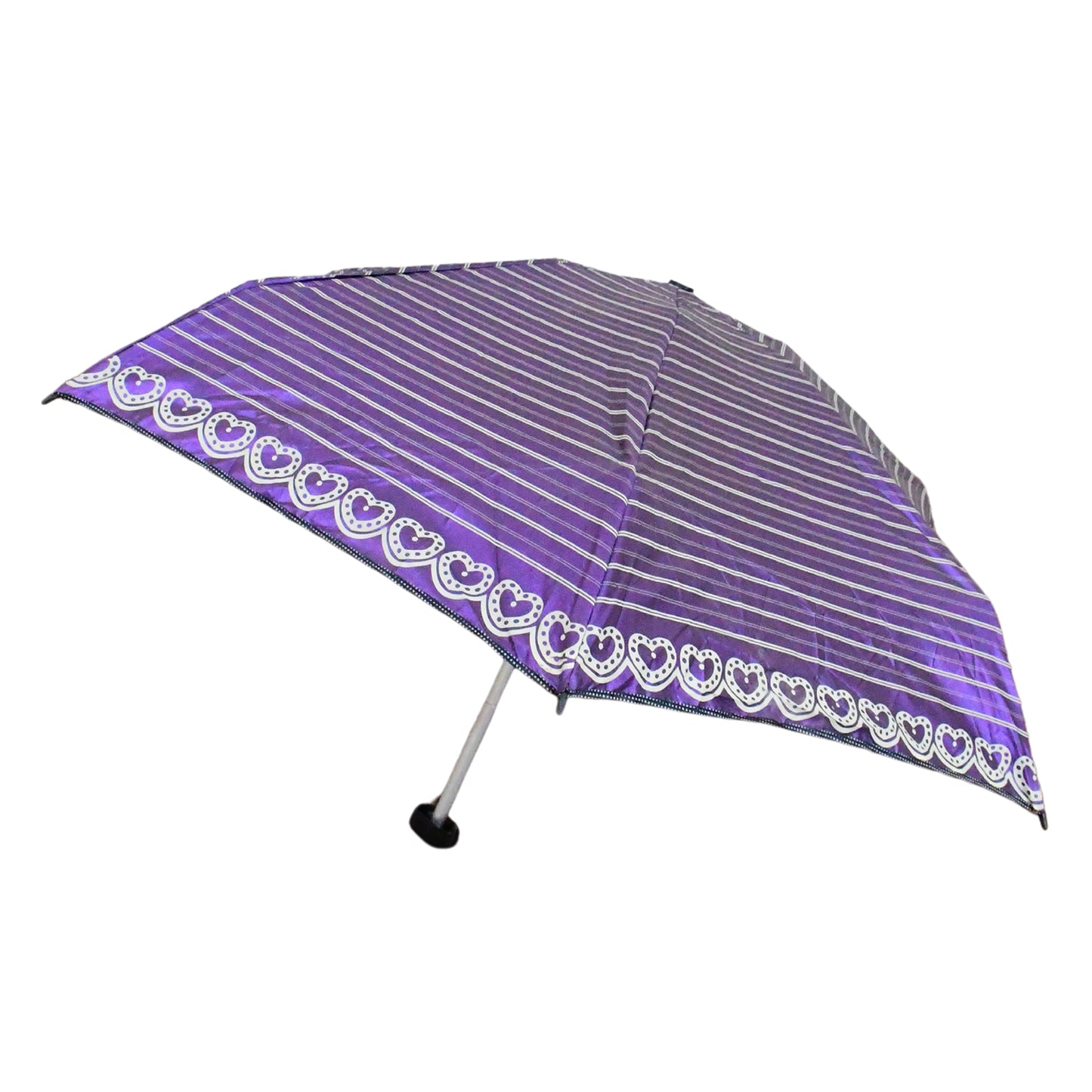 Wukusy 3-fold 5-floor sun protective solid foldable umbrella open, showing its compact design and sturdy structure.