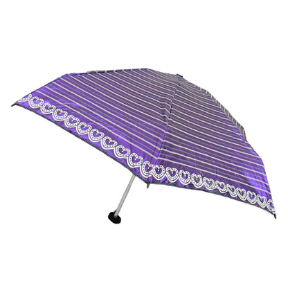 Wukusy 3-fold 5-floor sun protective solid foldable umbrella open, showing its compact design and sturdy structure.