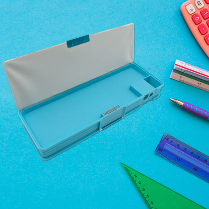 Wukusy 4260 Art Stationery cartoon multi-functional geometry box with inbuilt calculator, double sharpener, and openable sides for boys and girls